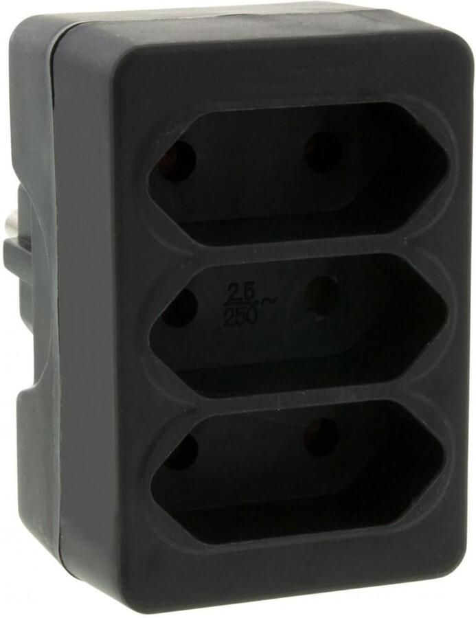 Enzo Randaarde stekkeradapter 3 x euro zwart 6175909