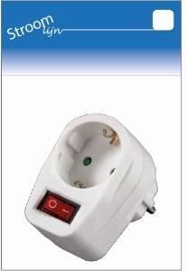 Enzo Randaarde stekkeradapter met schakelaar wit 6640890