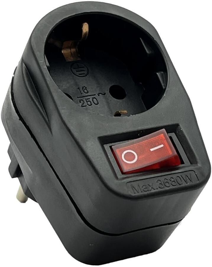 Enzo Randaarde stekkeradapter met schakelaar zwart 6140891