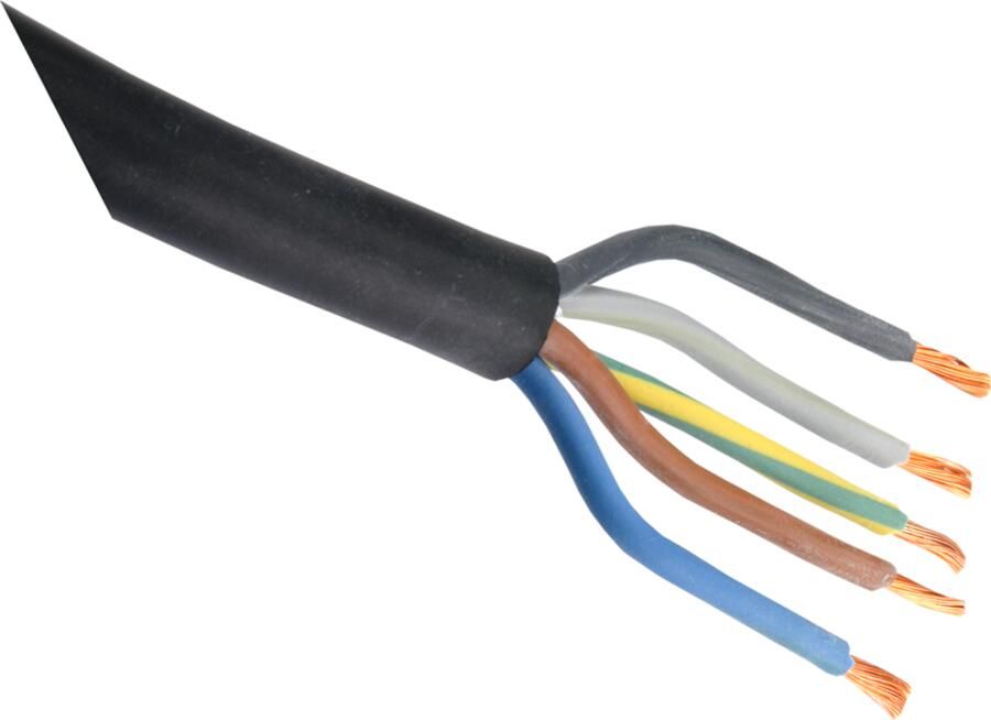 Enzo Rubber Kabel | Glad | 5X2.5 | Zwart | 2M 03.030.37