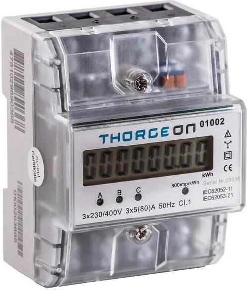 Enzo Thorgeon KWH meter 3-fase digitaal transparant 80A + puls 4518255