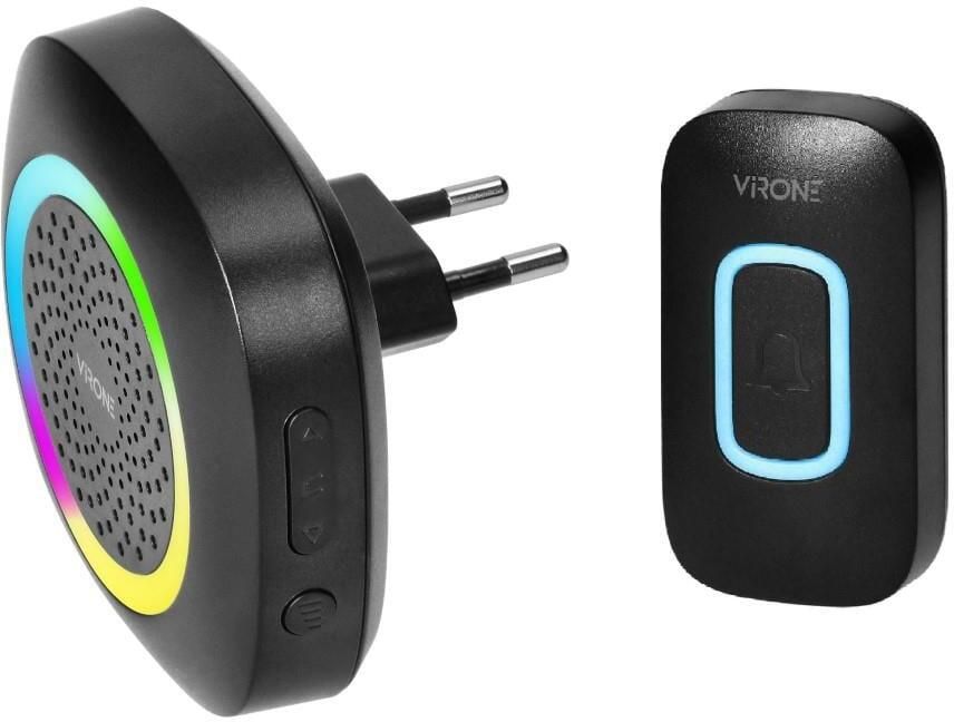 Enzo Virone Draadloze deurbel set 300m zwart plug-in +RGB 8415501