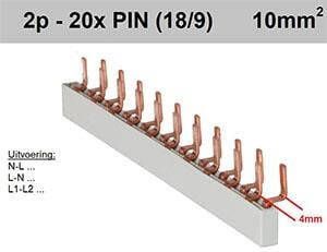 Enzo Kamrail 3 fase 12pol. 4x17 8mm 8x9mm gebogen wit 4000330