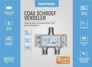 Technetix Satelliet Splitter Coax 5-1218 MHz | 2 Uitgangen | 1 stuks TN-ESX-02-S