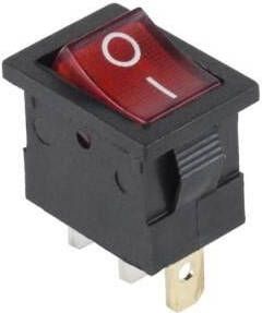 Enzo Wipschakelaar 1p aan-uit klein zwart rood verlicht 7430715