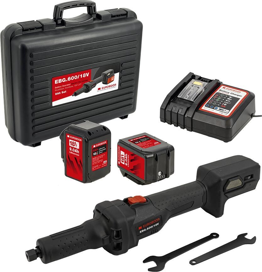 Euroboor accu rechte slijper complete set EBG.600 18V 9Ah
