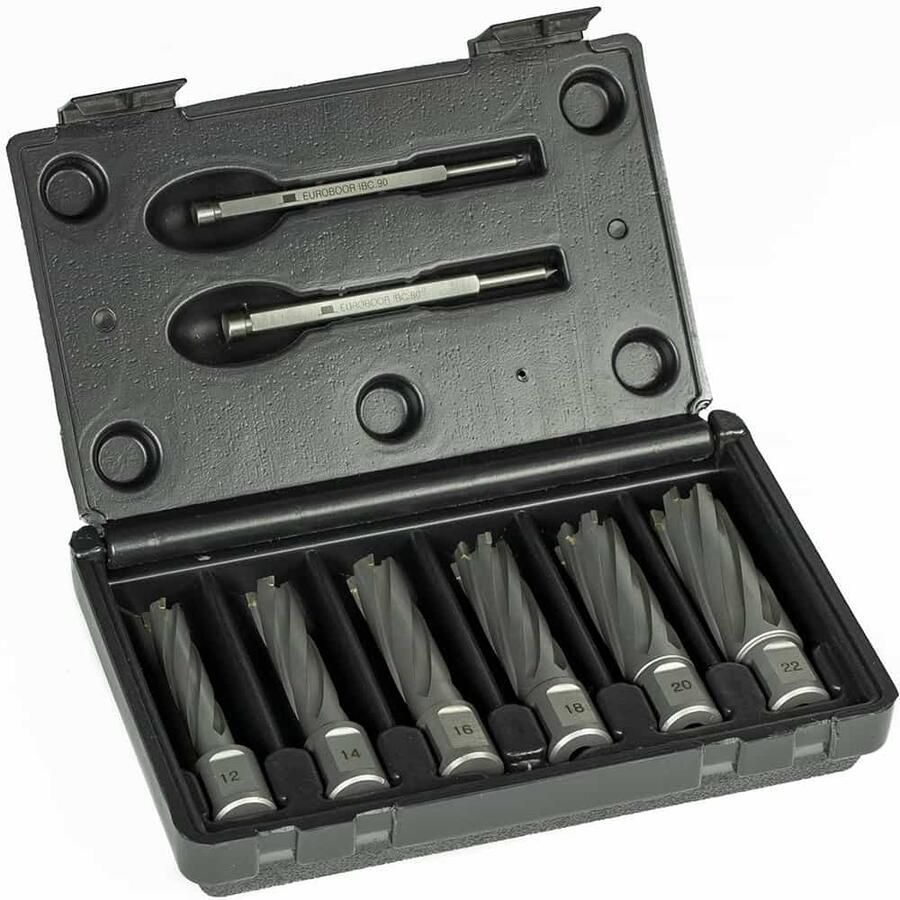 Euroboor TCT kernboorset lang Ø12 14 16 18 20 22 + IBC.80 90 TCT.KIT L-WeNi