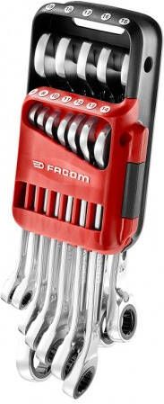 Facom set 12 anti-slip steekringratelsleutels in houder