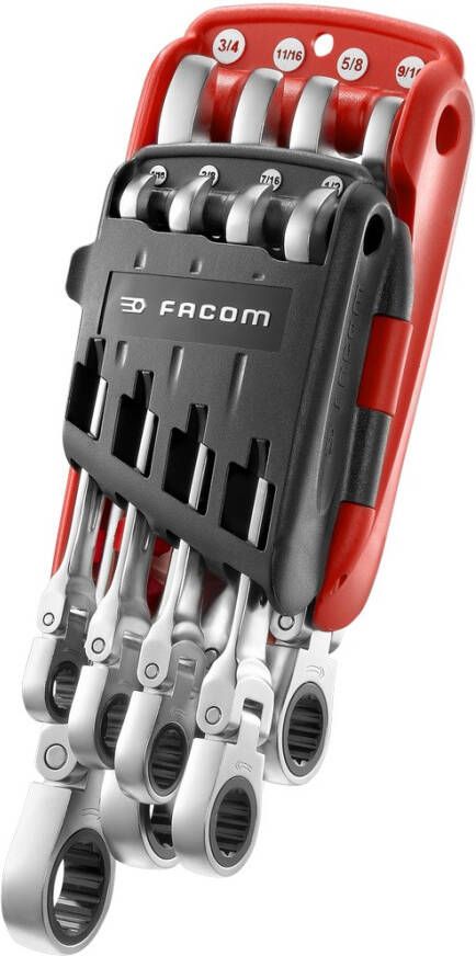 Facom set van 8 scharnierende steekringratelsleutels in houder inch 467F.JPU8