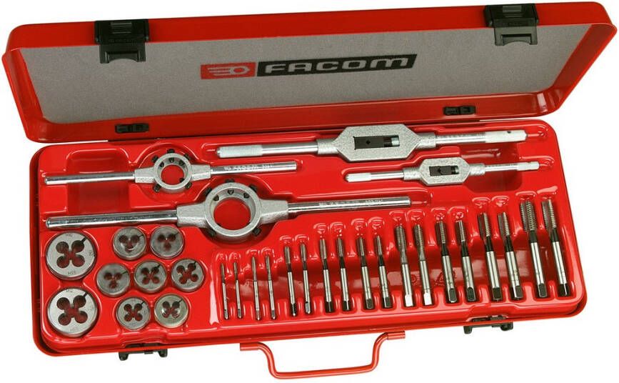 Facom sets met tappen snijplaten en snijplaathouder m3-m12 221.227J1