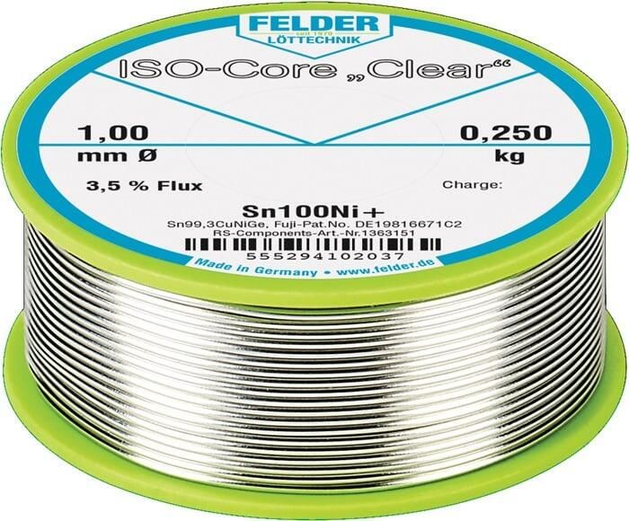Felder Soldeerdraad | 1 mm | 100 g | Sn100Ni+ | 1 stuk 5552941010