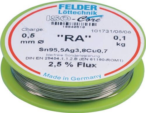 Felder Soldeerdraad | 0 5 mm | 100 g | Sn95 5Ag3 8Cu0 7 | 1 stuk 18840510