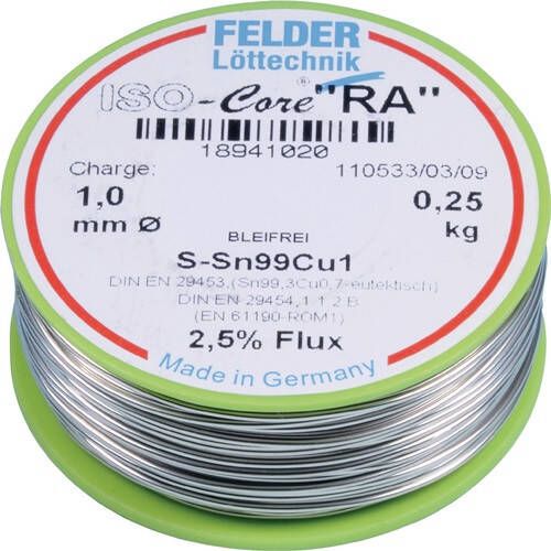 Felder Soldeerdraad | 1 5 mm | 250 g | S-Sn99Cu1 | 1 stuk 18941520