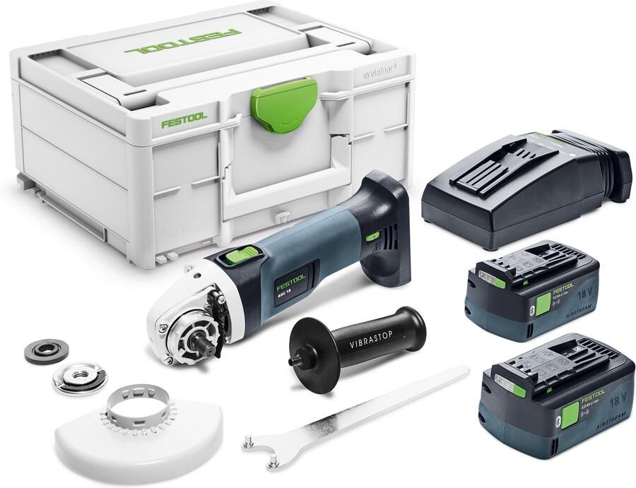 Festool AGC 18-125 5.0 EBI-Plus | Accu haakse slijper 18V 125mm in Systainer (2x 5.0Ah accu + lader) 577700
