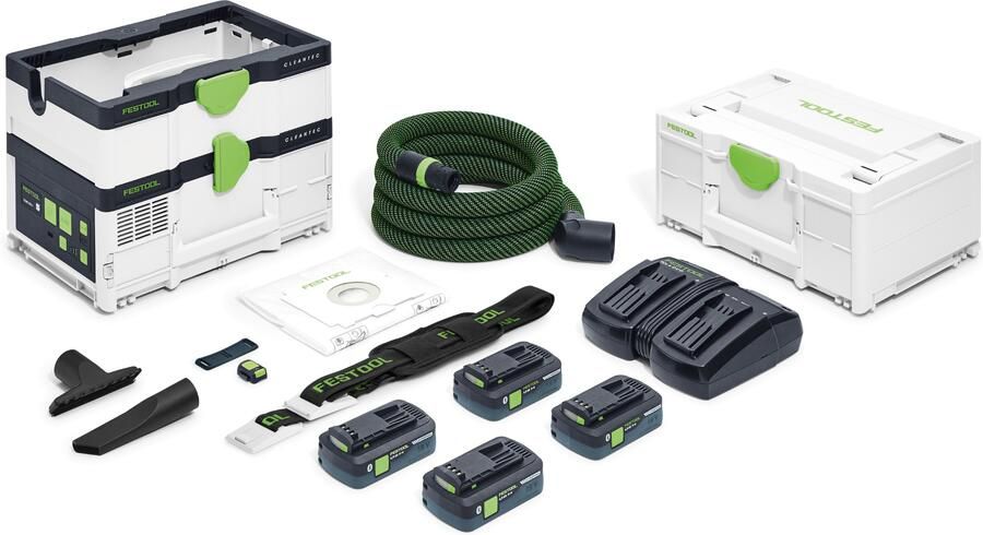 Festool CTMC SYS HPC 4.0 I-Plus | CLEANTEC accu stofzuiger 2x18V 4.5L M-klasse in Systainer (4x 4.0Ah accu + TCL 6 DUO lader) 576942