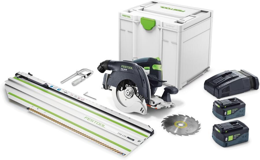 Festool HKC 55 5.0 EBI-Set-FSK 420 | Accu pendelkapzaag 18V 160mm + FSK 420 in Systainer (2x 5.0Ah accu + lader) 577675