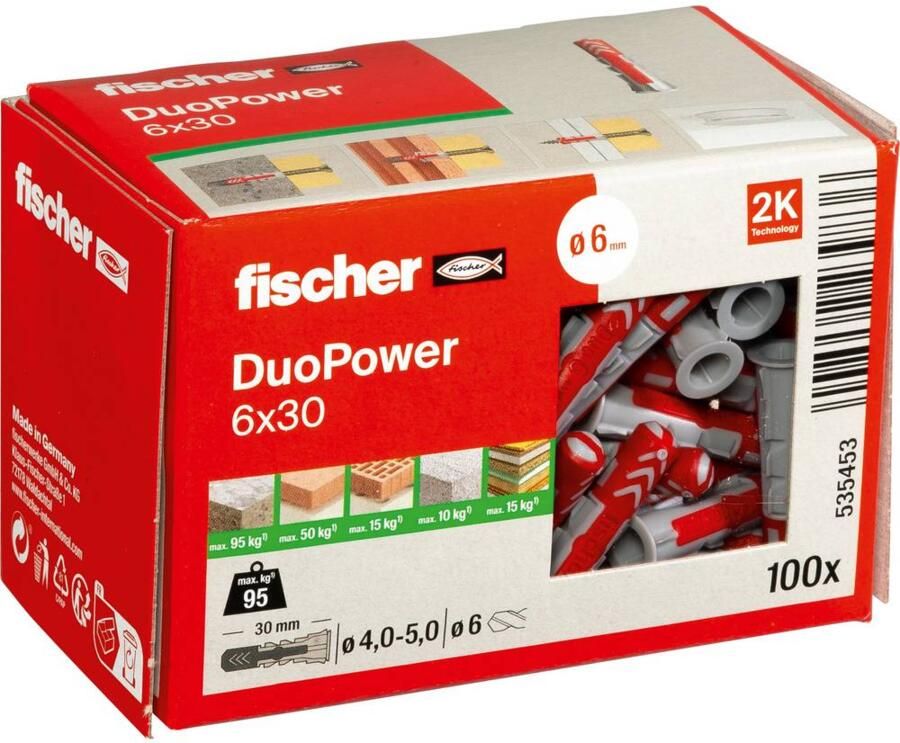 Fischer DUOPOWER Plug 6X30 100 Stuks 535453