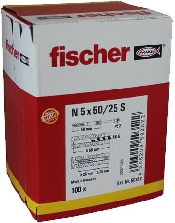 Fischer N 5X50 25 S NAGELPLUG 100 St