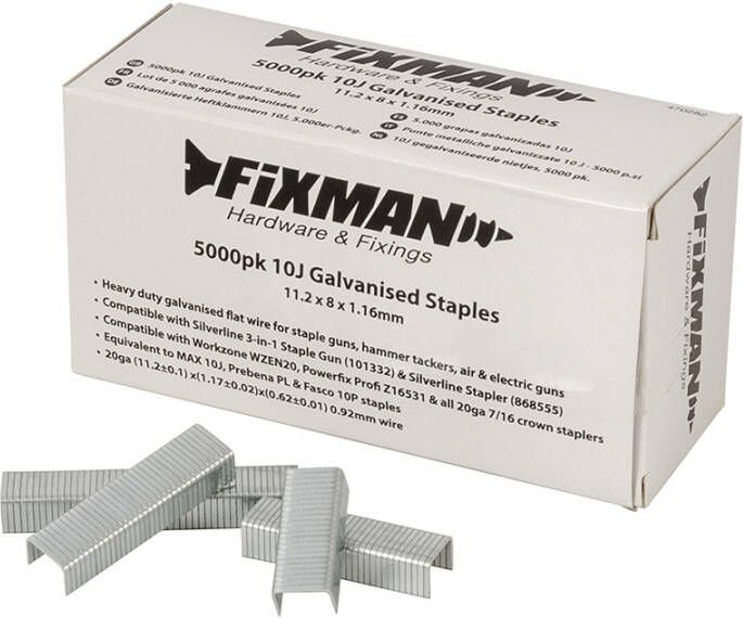 Fixman 10 J gegalviniseerde nietjes 5000 pk. | 11 2 x 8 x 1 17 mm 470282