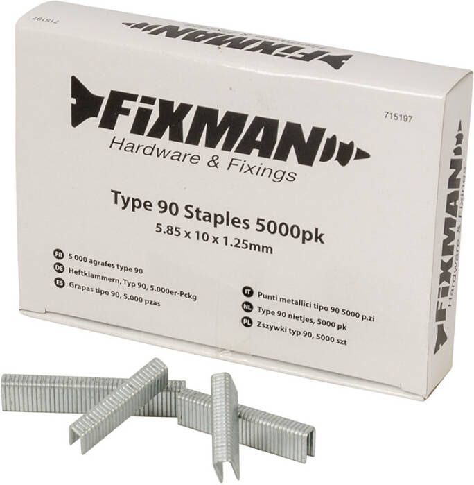 Fixman Type 90 nietjes 5000 pk. | 5 80 x 10 x 1 25 mm 715197