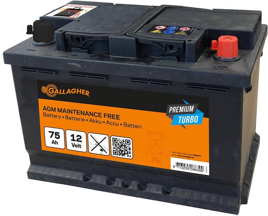 Gallagher Accu 12V 75Ah Premium Turbo AGM 278x175x190 086399