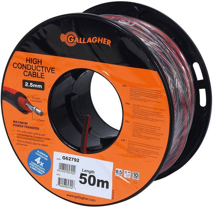 Gallagher Grondkabel XL Rood 2 5mm 50m 627922