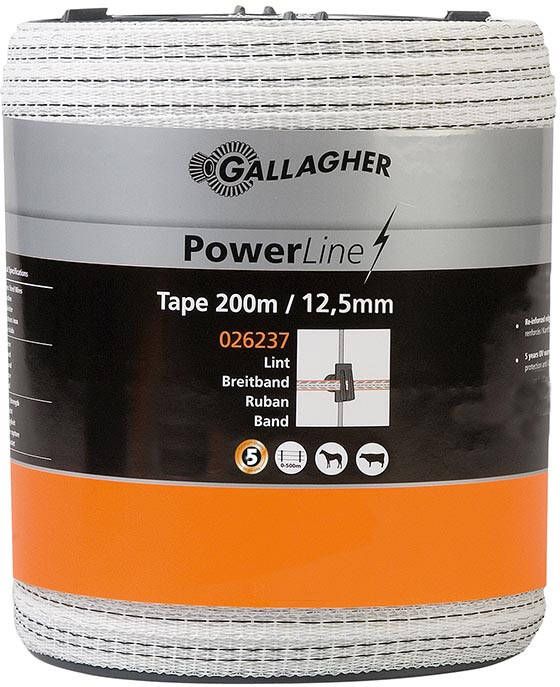 Gallagher PowerLine lint 12 5mm wit 200m 026237