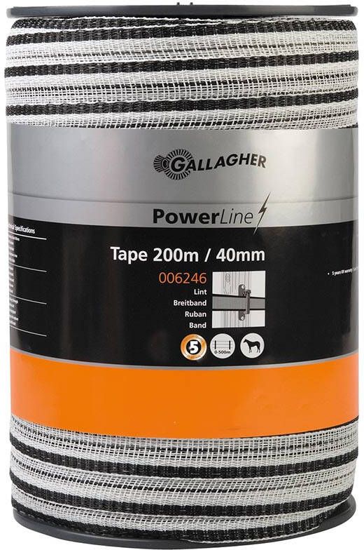 Gallagher PowerLine lint 40mm wit 200m 006246