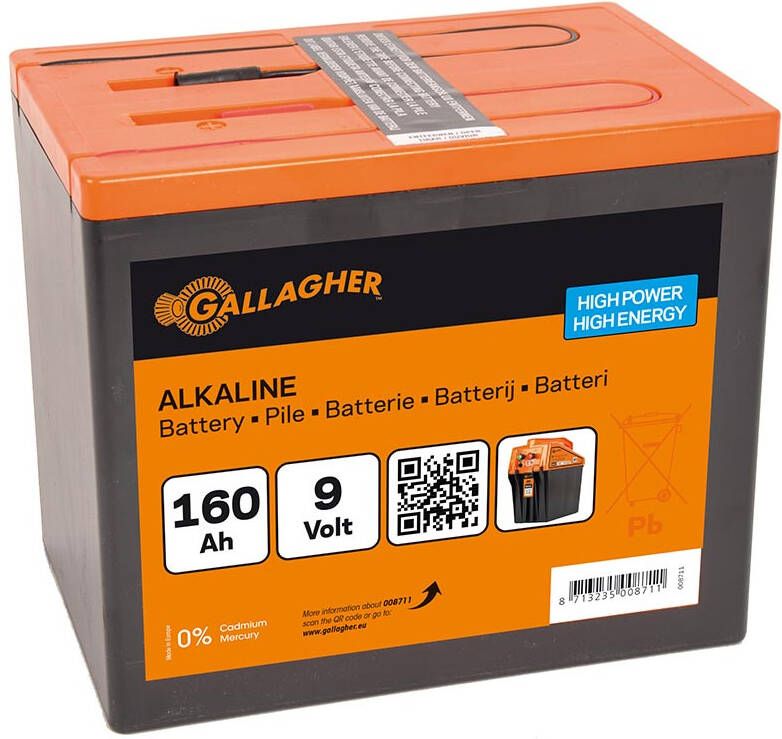 Gallagher Powerpack Alkaline batterij 9V 160Ah 190x125x160mm 008711