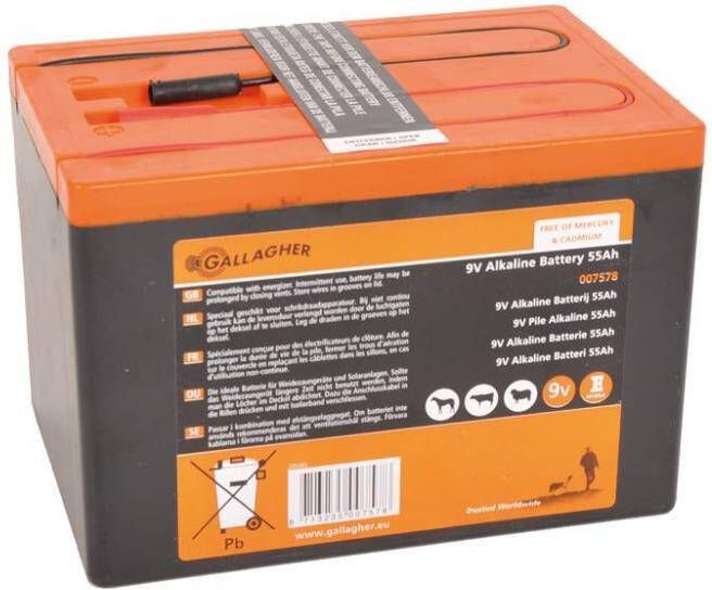 Gallagher Powerpack Alkaline batterij 9V 55Ah 160x110x115mm 007578
