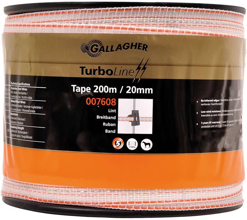Gallagher TurboLine lint 20 mm wit 200m 007608