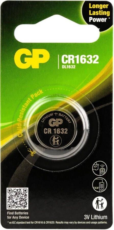 GP CR1632 lithium 3 volt blister 1 3212297