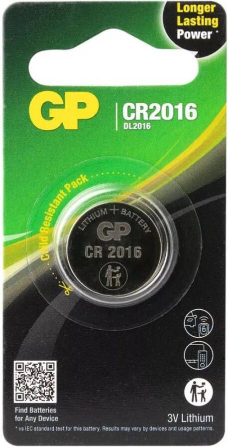 GP CR2016 lithium 3 volt blister1 3212300