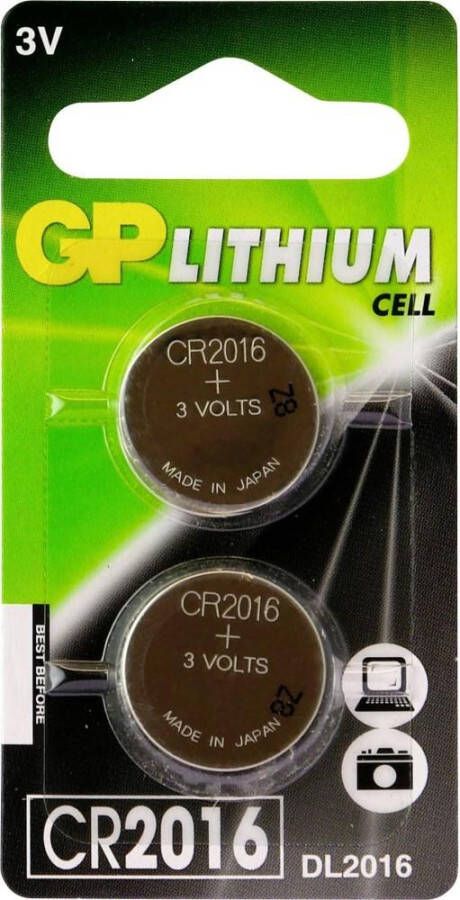 GP CR2016 lithium 3Volt blister 2 3212330