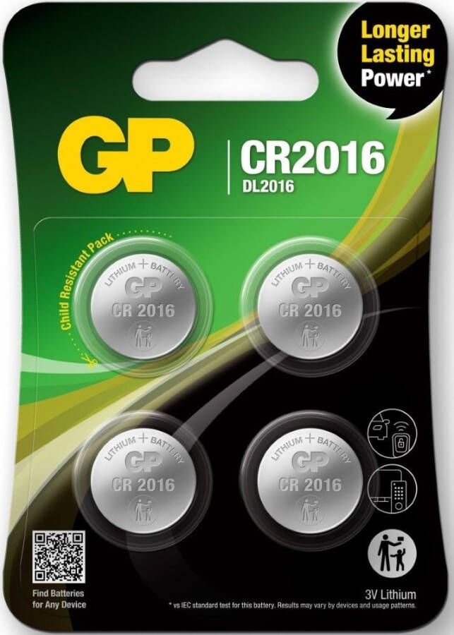 GP CR2016 lithium 3Volt blister 4 3212335