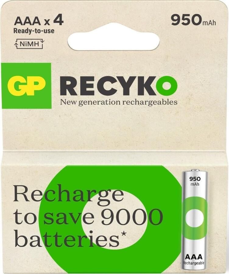 GP NiMH oplaadbare batterij AAA 950mA blister(4) 3311422
