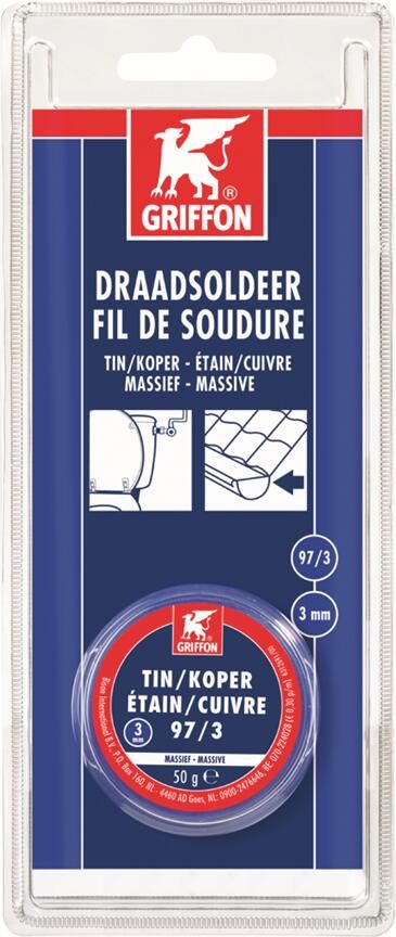 Griffon Draadsoldeer Tin Koper 97 3 Massief | Ø 3.0 mm Blister | 50 g 6312690
