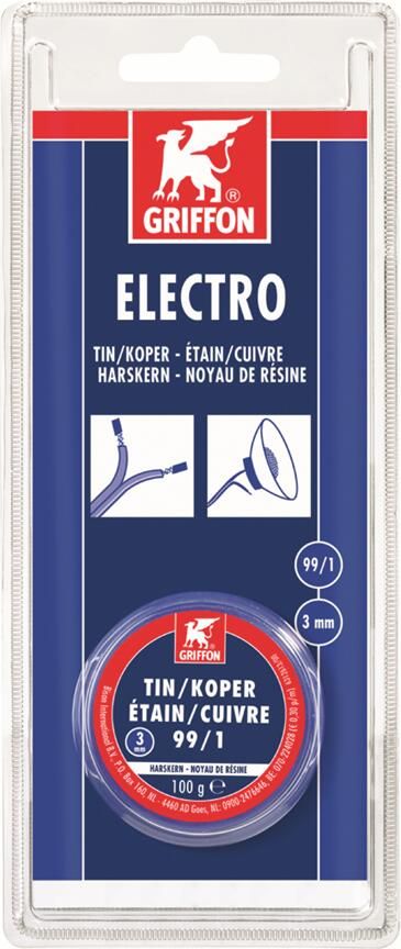 Griffon Electro Draadsoldeer Tin Koper 99 1 Harskern | Ø 3.0 mm Blister | 100 g 6312612