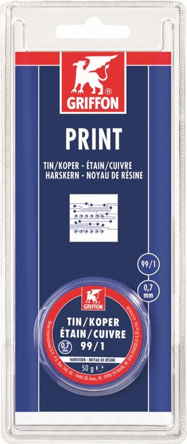 Griffon Print Draadsoldeer Tin Koper 99 1 Harskern | Ø 0.7 mm Blister | 50 g 6312699