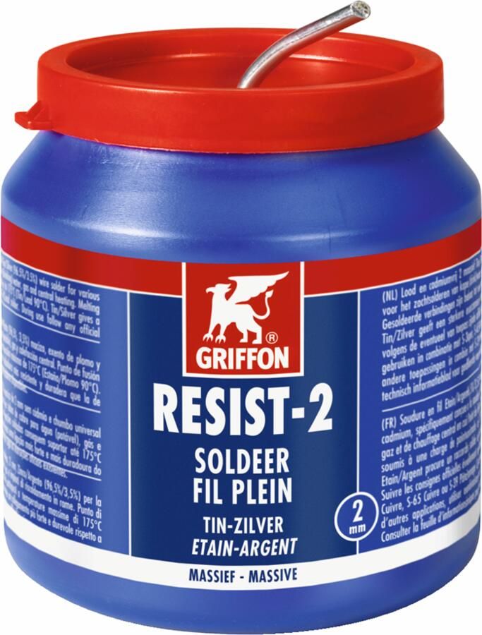 Griffon Resist-2 Draadsoldeer Tin Zilver 97 3 Massief | Ø 2.0 mm Pot | 500 g 1236290