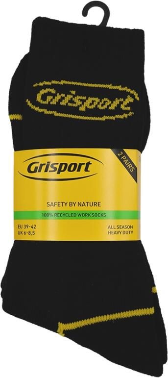 Grisport Werksokken Gerecycled 2-pack | Zwart Geel | 8715344007241