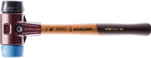 Halder Kunststofhamer | lengte 300 mm hoofd-d. 30 mm | zacht middelhard hout | TPE-soft blauw rubber zwart | 1 stuk 3012.030