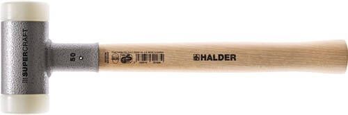 Halder Kunststofhamer | lengte 330 mm hoofd-d. 30 mm | hickory terugslagvrij | hard nylon wit | 1 stuk 3366.030