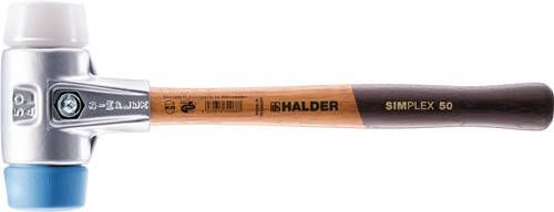 Halder Kunststofhamer | lengte 330 mm hoofd-d. 40 mm | hout | superplastic wit TPE-soft blauw | 1 stuk 3117.040