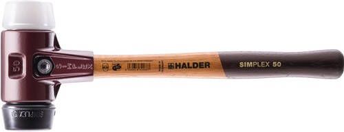 Halder Kunststofhamer | lengte 330 mm hoofd-d. 40 mm | middelhard hout | rubber zwart superplastic wit | 1 stuk 3027.040