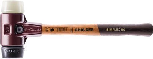 Halder Kunststofhamer | lengte 330 mm hoofd-d. 40 mm | middelhard hard hout | rubber zwart nylon wit | 1 stuk 3028.040