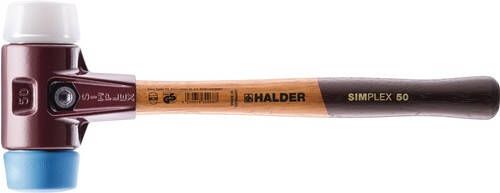 Halder Kunststofhamer | lengte 330 mm hoofd-d. 40 mm | zacht middelhard hout | TPE-soft blauw superplastic wit | 1 stuk 3017.040
