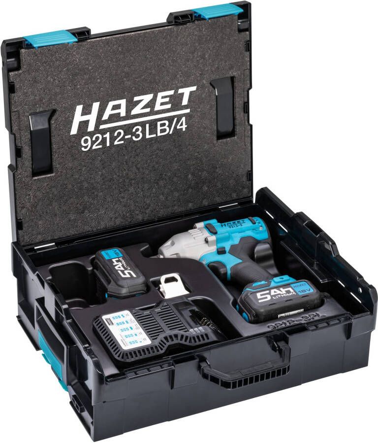 Hazet Accu-slagmoersleutel 9212-3LB 4 · Losdraaimoment maximaal [Nm]: 700 Nm · 1 2 inch (12 5 mm) vierkant massief · 4-delig