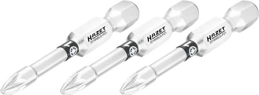 Hazet Bit 2216NSLG-PZ1 3 · 1 4 inch (6 3 mm) zeskant massief · Pozidriv-profiel PZ · 3-delig · SW PZ1