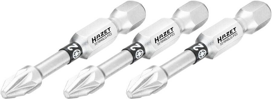 Hazet Bit 2216NSLG-PZ2 3 · 1 4 inch (6 3 mm) zeskant massief · Pozidriv-profiel PZ · 3-delig · SW PZ2